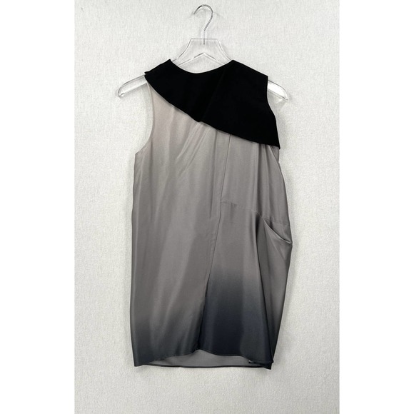 NARCISO RODRIGUEZ Tunic Dress Womens XS Gray Black Ombre Silk Asymmetrical Mini - Picture 12 of 16